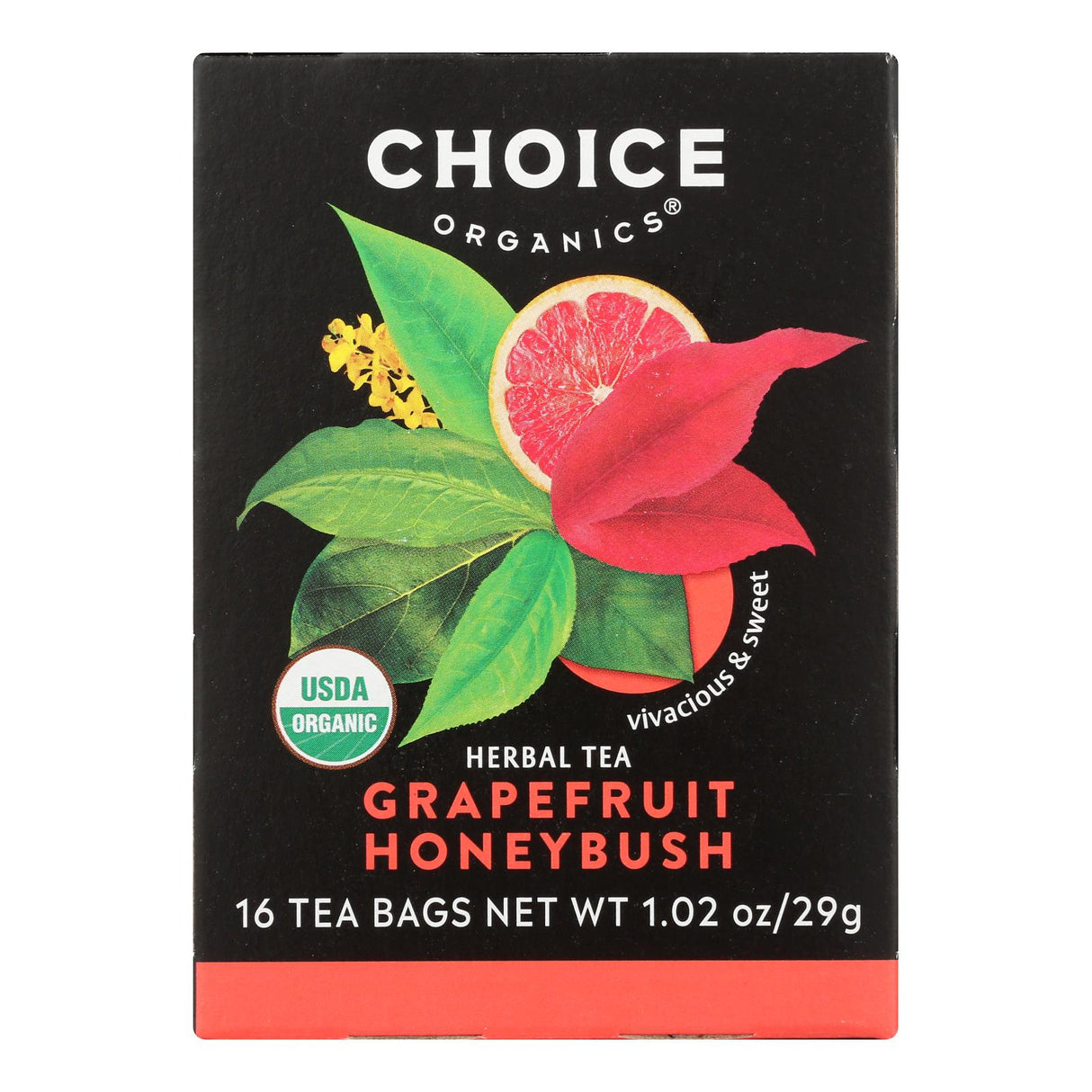 Choice Organic Teas Grapefruit Honeybush Herbal Tea, 6 Boxes (96 Count) - Cozy Farm