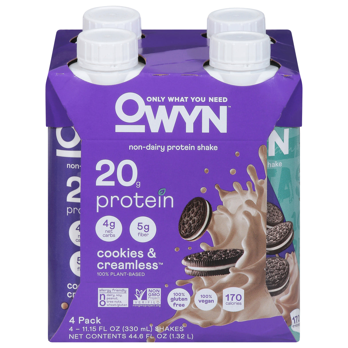 Only What You Need - Creamless & Cookies Plant Based Protein Shake - Case of 3 - 11.14oz - Cozy Farm