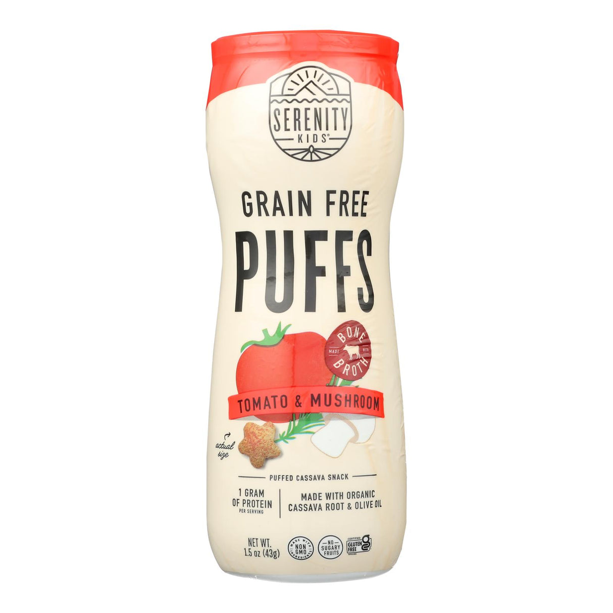 Serenity Kids Puffed Brown Rice Tomato Mushroom Cereal, 1.5 Oz - Case of 6 - Cozy Farm