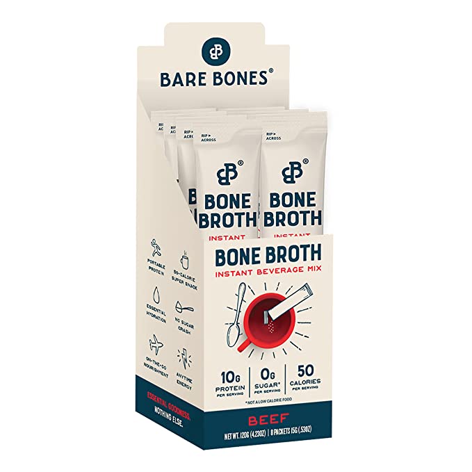 Bare Bones Broth - Premium Bone Broth Sticks Beef Flavor (Pack of 8) - Cozy Farm