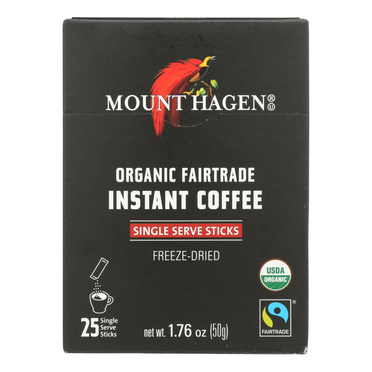 Fairtrade Organic Mount Hagen Instant Coffee Sticks - 25 Single Servings, 1.76 oz - Cozy Farm