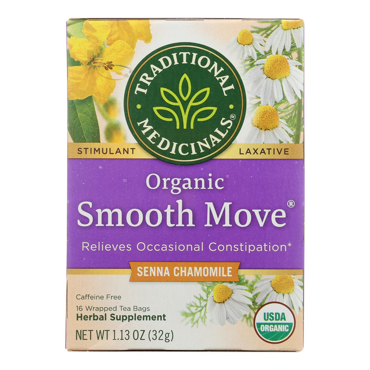Traditional Medicinals Organic Smooth Move Chamomile Herbal Tea (6 Pack - 16 Tea Bags) - Cozy Farm