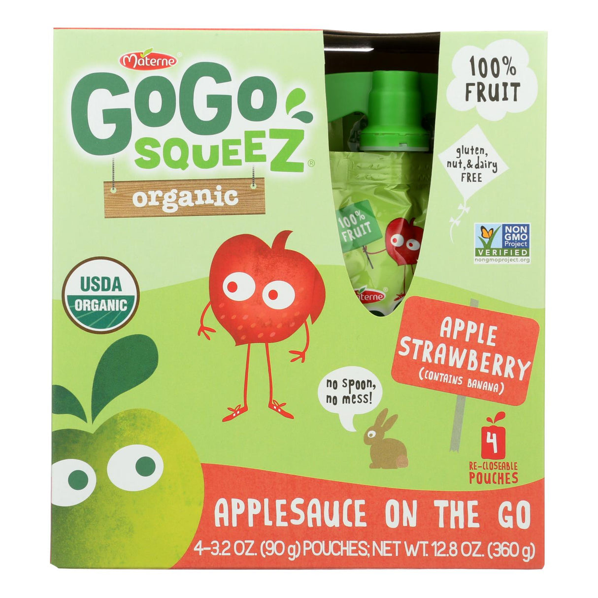 Gogo Squeez Apple Strawberry Applesauce 3.2 Oz. Pack of 12 - Cozy Farm