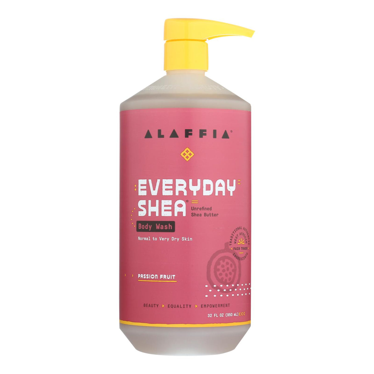 Alaffia Passion Fruit Exfoliating Body Wash with Fair Trade Shea Butter (32 Fl Oz) - Cozy Farm