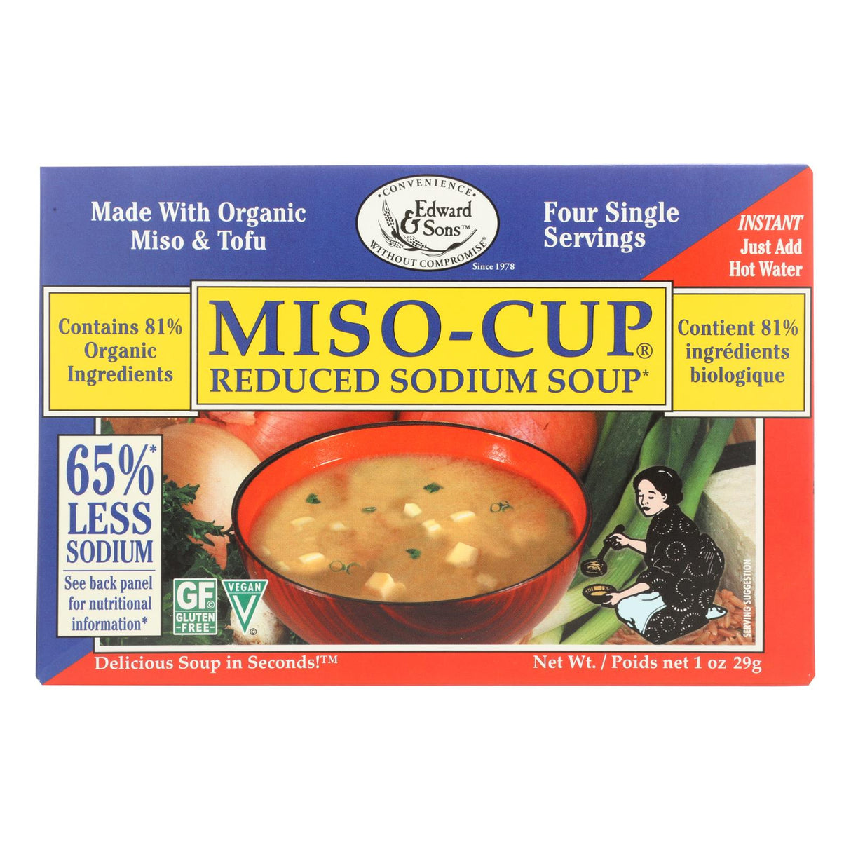 Edward & Sons Reduced Sodium Miso Soup Cup (12 Oz) - Cozy Farm
