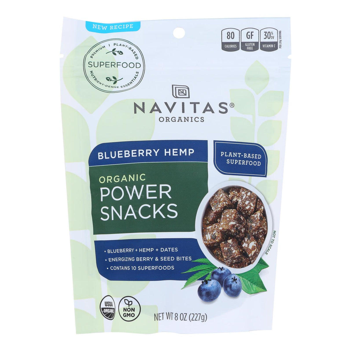 Navitas Naturals Organic Power Blueberry Hemp Gluten Free Snacks, 8 Oz (Pack of 12) - Cozy Farm