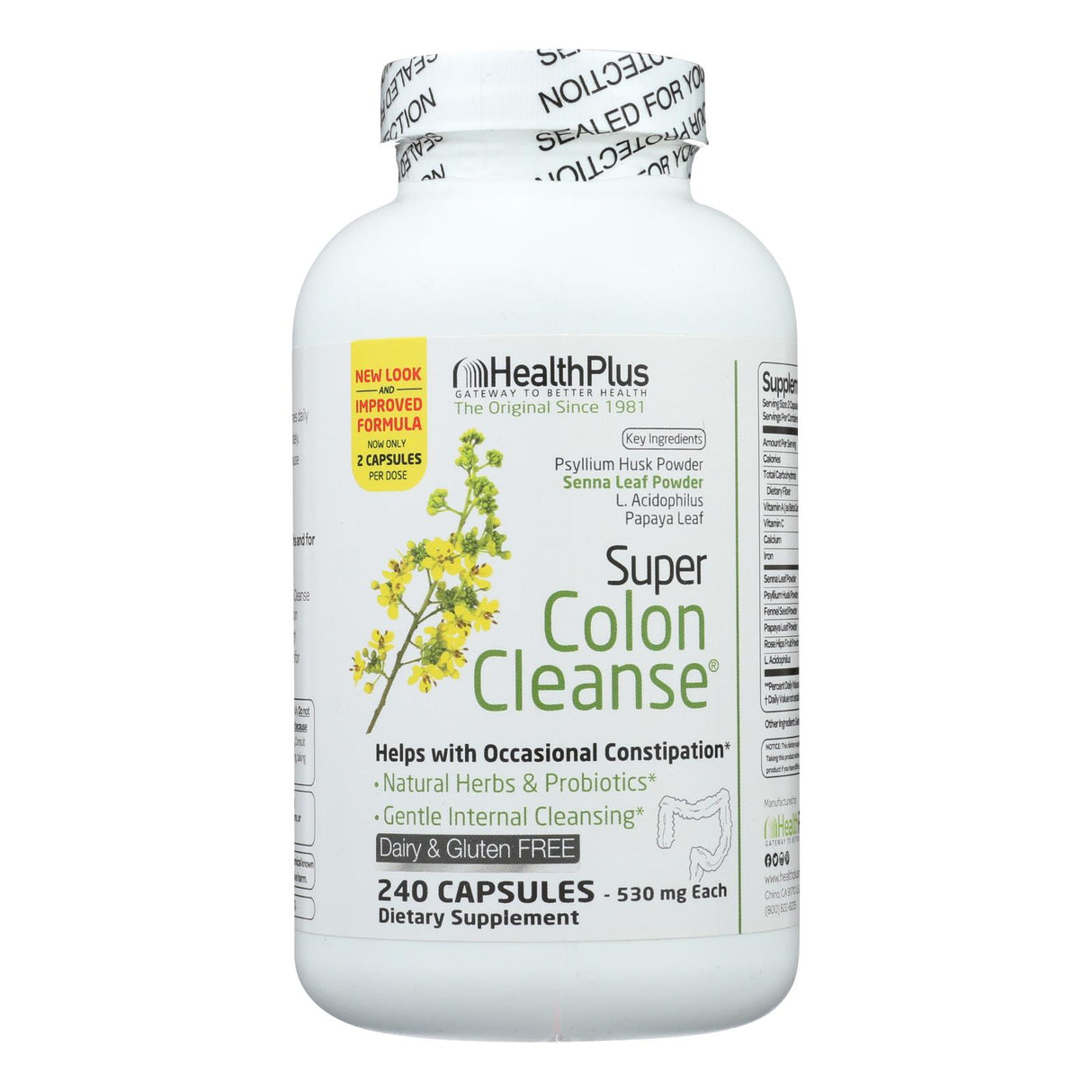 Health Plus Super Colon Cleanse: Detoxify & Rejuvenate (240 Capsules, 500 mg) - Cozy Farm