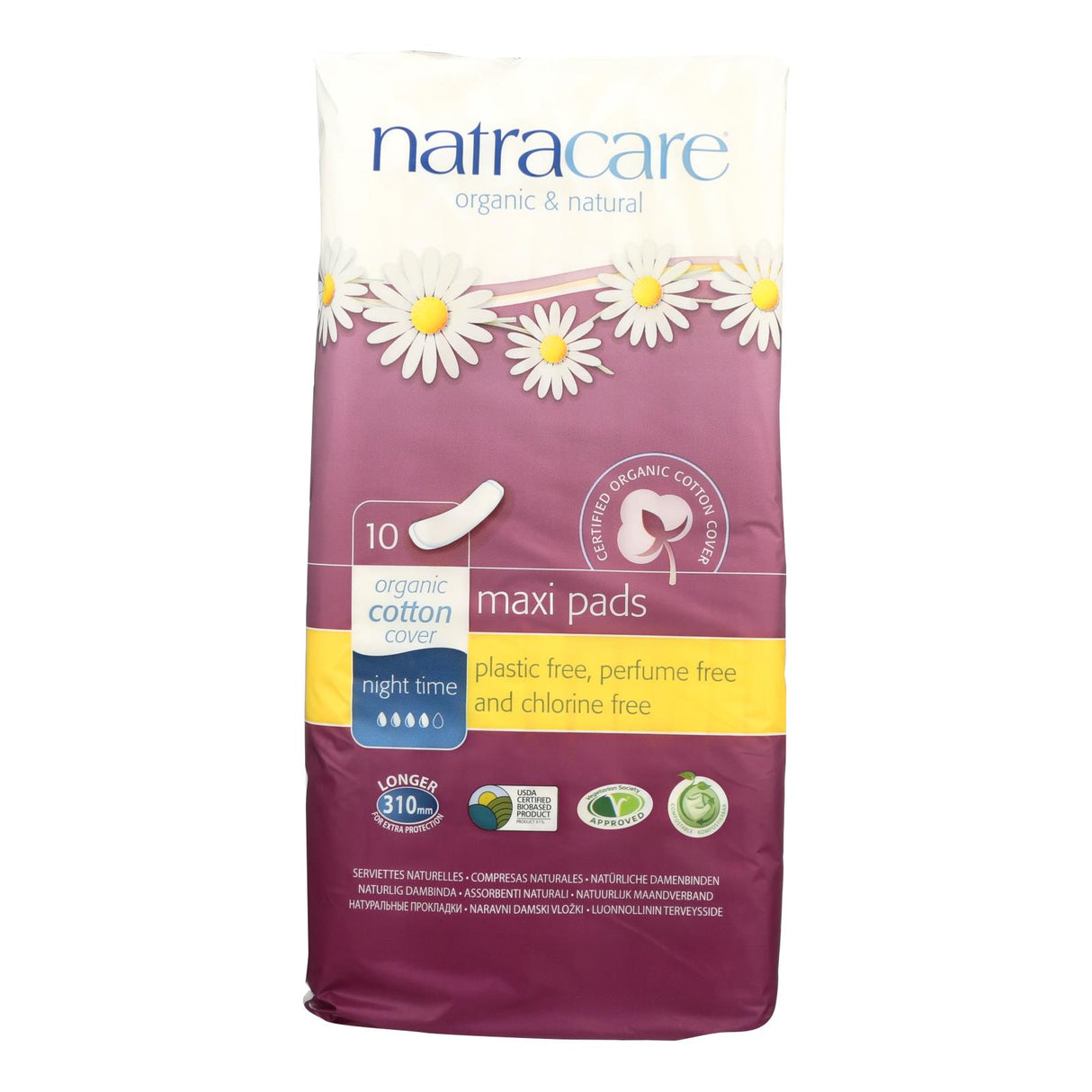 Natracare Organic Cotton Night Time Pads - Pack of 10 - Cozy Farm