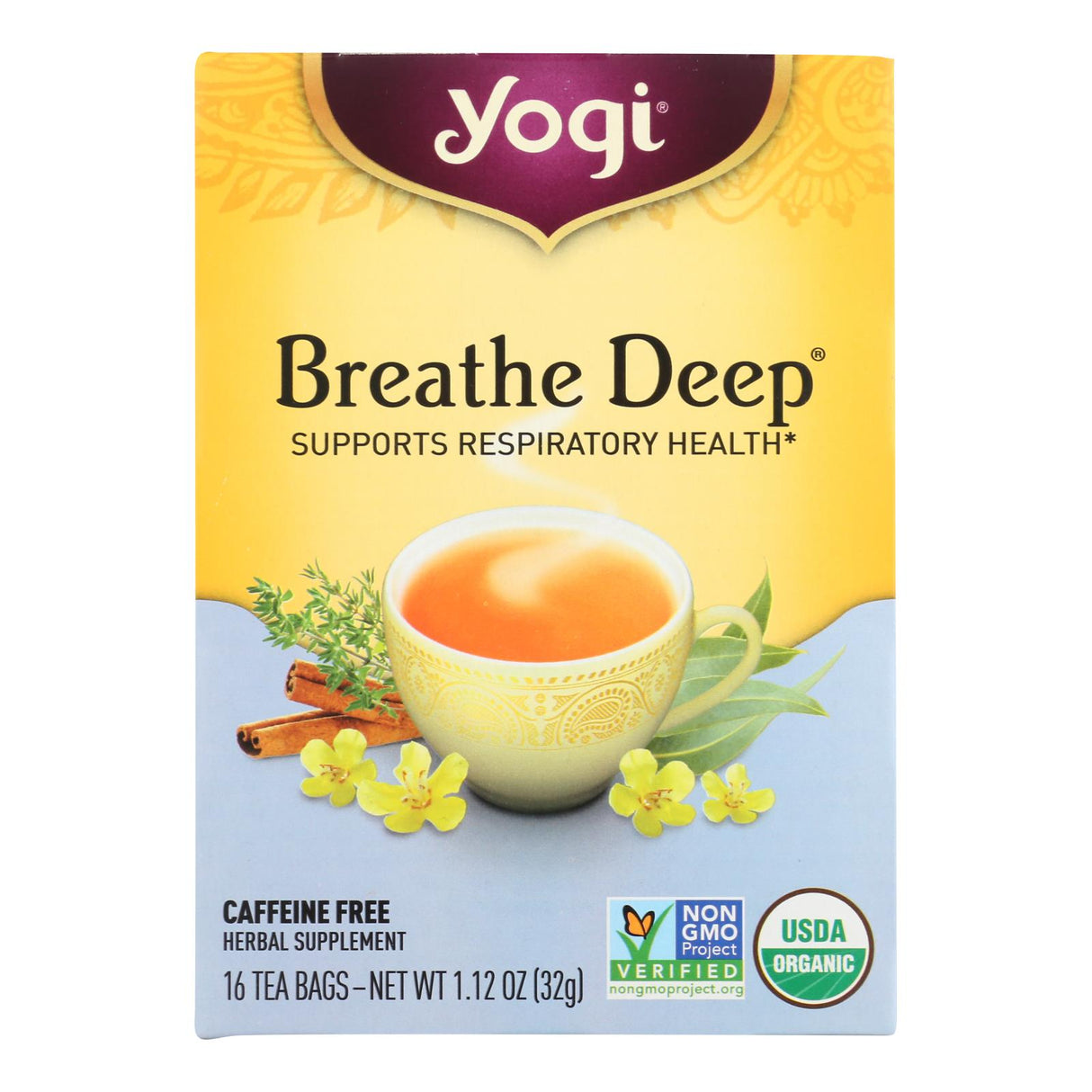 Yogi Tea Breathe Deep Herbal Tea, Caffeine-Free, 6 Pack of 16 Tea Bags - Cozy Farm