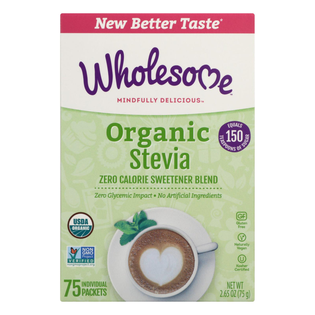 Wholesome Organic Zero Calorie Stevia Sweetener (Pack of 6 - 75 Count) - Cozy Farm