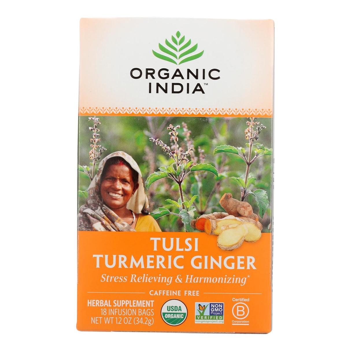 Organic India Tulsi Turmeric Ginger Tea (18 Bags/6 Pack) - Cozy Farm