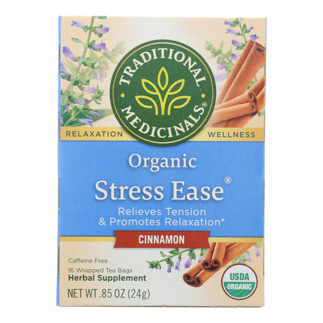 Traditional Medicinals Stress Ease Cinnamon Relaxation Tea: Calming Blend for Stress Relief (Pack of 6 - 16 Bags) - Cozy Farm 