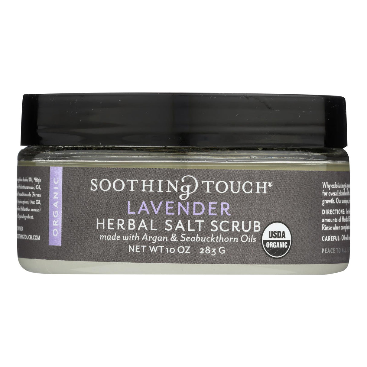 Soothing Touch Organic Lavender Salt Scrub for Soothing Skin (10 Oz.) - Cozy Farm