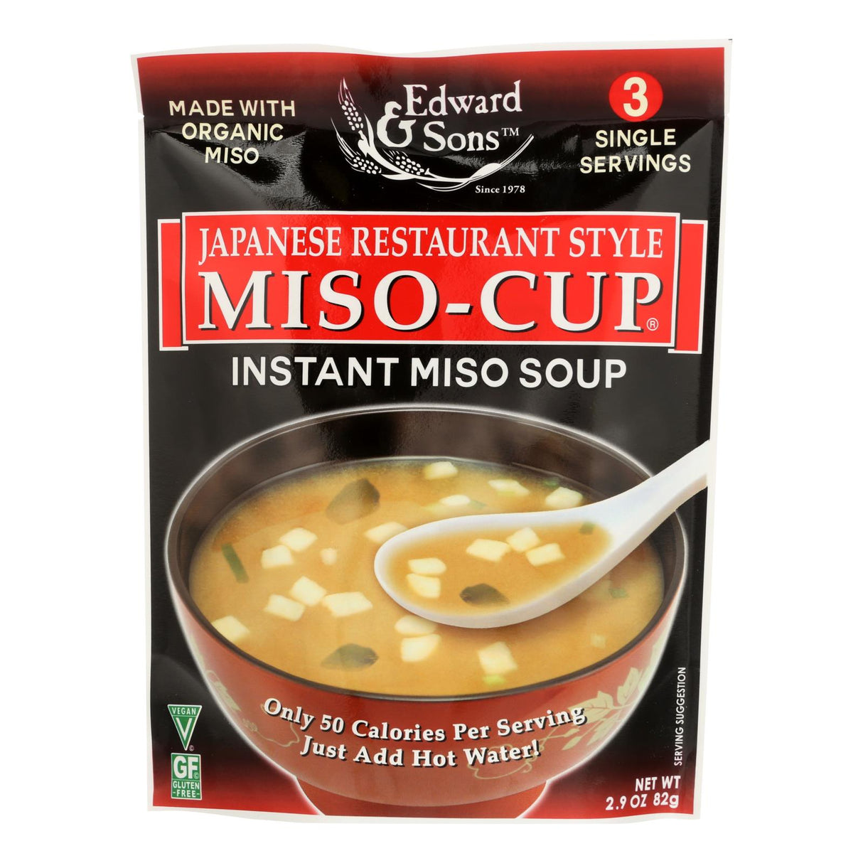 Edward and Sons Japanese Restaurant Style Miso Cup Soup (Pack of 6 - 2.9 Oz.) - Cozy Farm