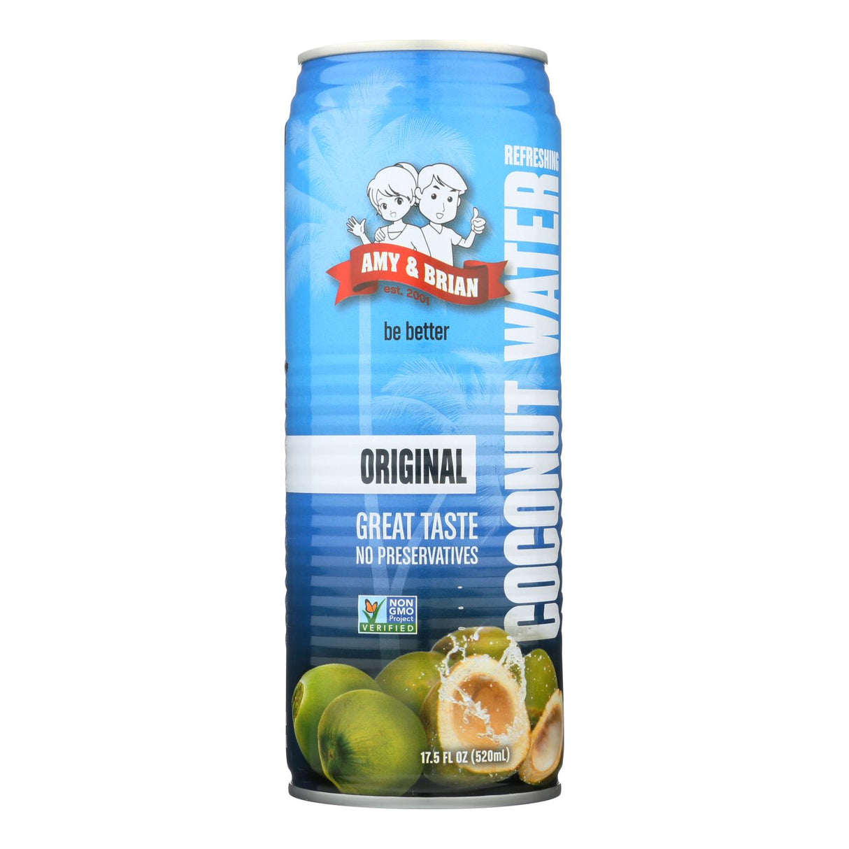 Amy and Brian Coconut Water Original, 17.5 Fl Oz (Pack of 12) - Cozy Farm