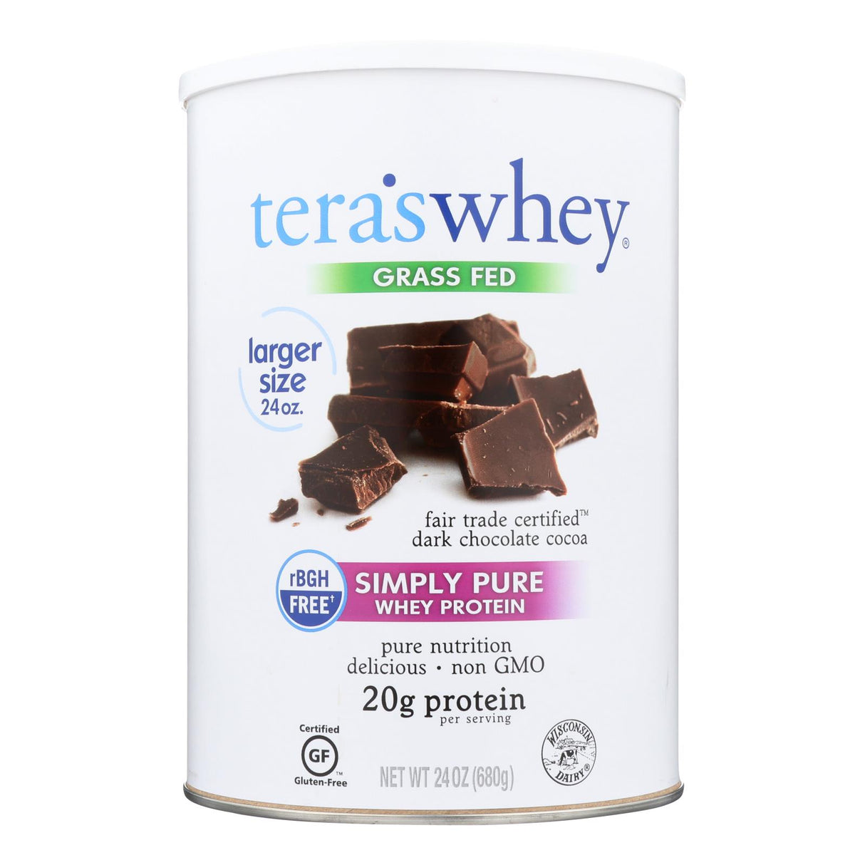 Tera's Whey Protein - 24 Oz. RBGH-Free, Fair Trade Dark Chocolate - Cozy Farm