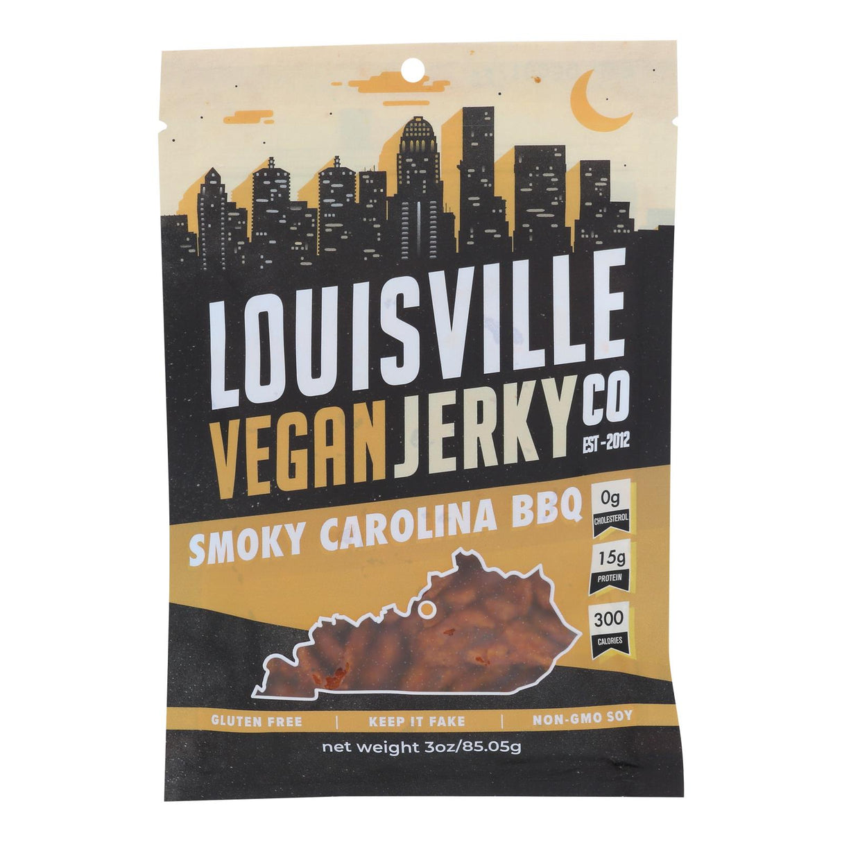 Louisville Vegan Jerky: Carolina BBQ Flavor, 10-Pack, 3 oz - Cozy Farm