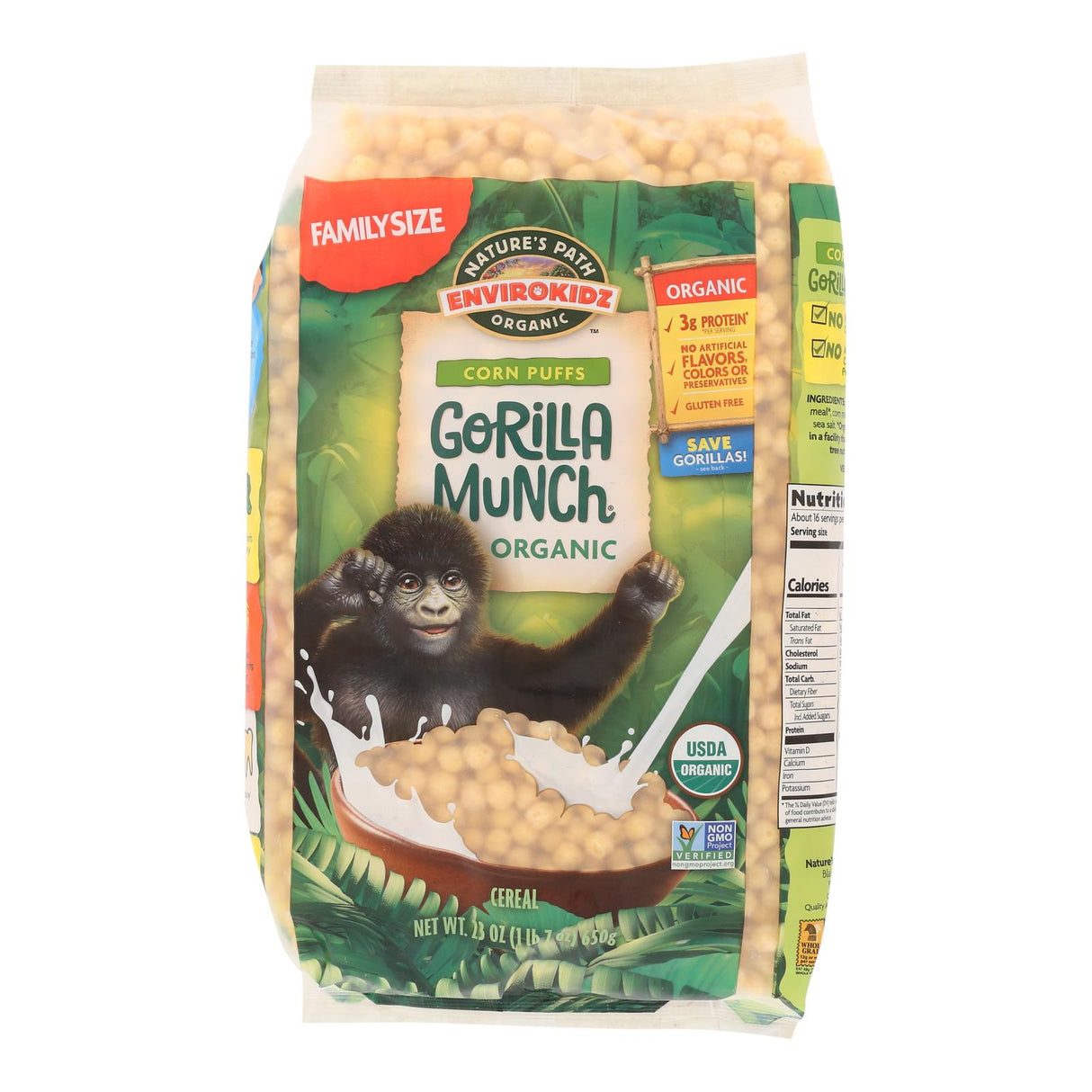 Envirokidz Gorilla Munch Corn Puffs - Mega Pack of 6 - 23 Oz. Crunchy Snack - Cozy Farm