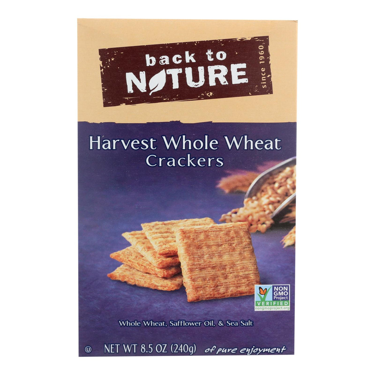 Back To Nature Harvest Whole Wheat Crackers: 8.5 Oz. (Pack of 12), Made with Whole Wheat, Safflower Oil & Sea Salt - Cozy Farm