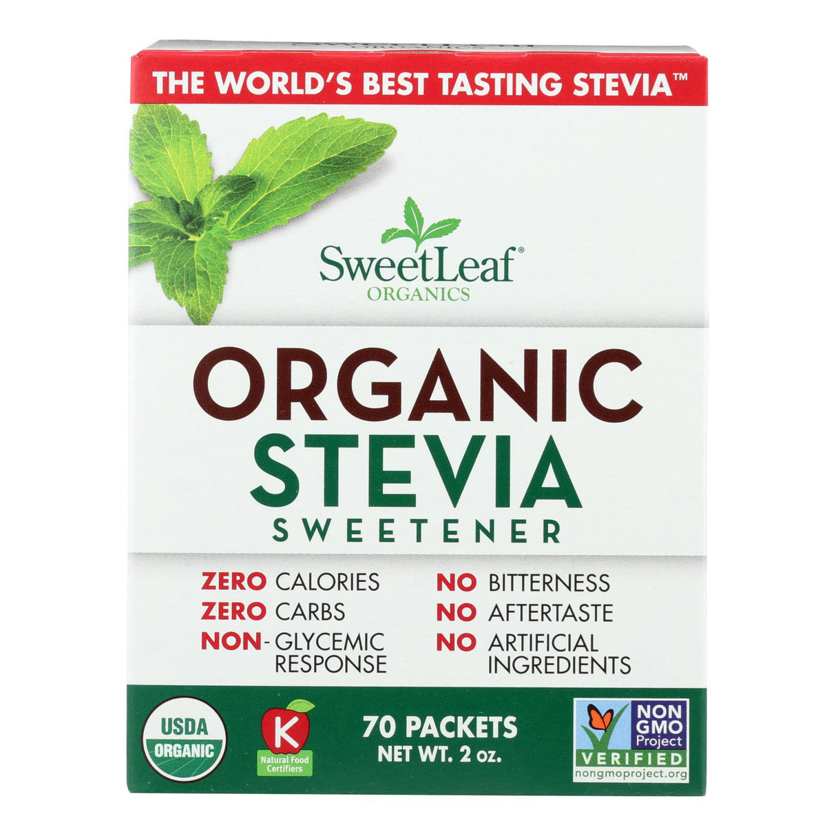 Sweet Leaf Organic Stevia Sweetener, 70 Pack - Cozy Farm