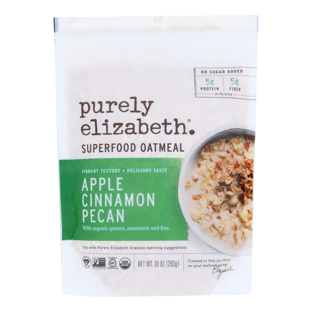 Purely Elizabeth Ancient Grain Organic Oatmeal - Apple Cinnamon Pecan - 10 Oz. (Case of 6) - Cozy Farm