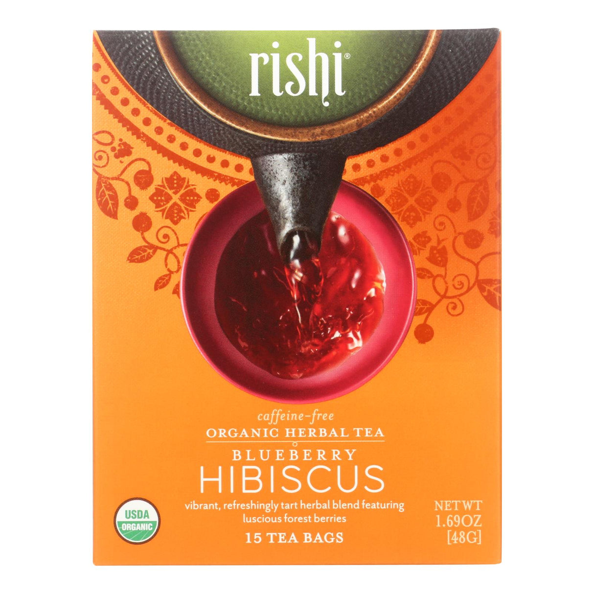 Rishi Organic Blueberry Hibiscus Herbal Tea, Pack of 15 - Cozy Farm