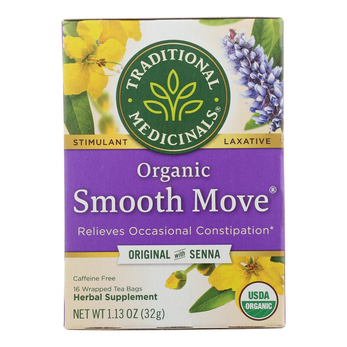 Traditional Medicinals Organic Smooth Move Tea, 16 Bags (Pack of 6) - Cozy Farm