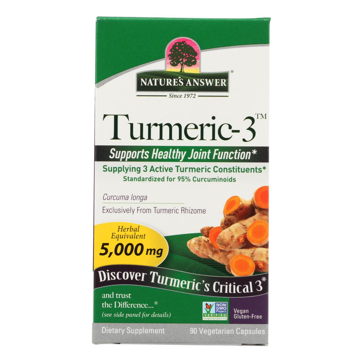Nature's Answer Turmeric-3, 90 Vegetarian Capsules - Cozy Farm