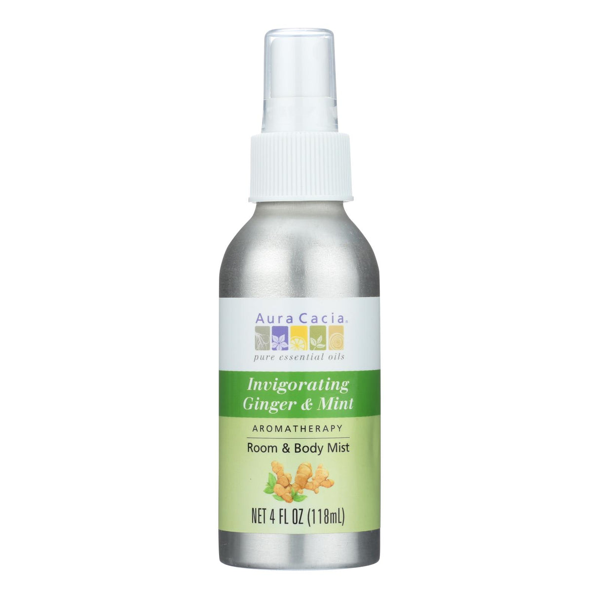 Aura Cacia Aromatherapy Mist: Invigorating Ginger and Cooling Mint (4 Fl Oz) - Cozy Farm