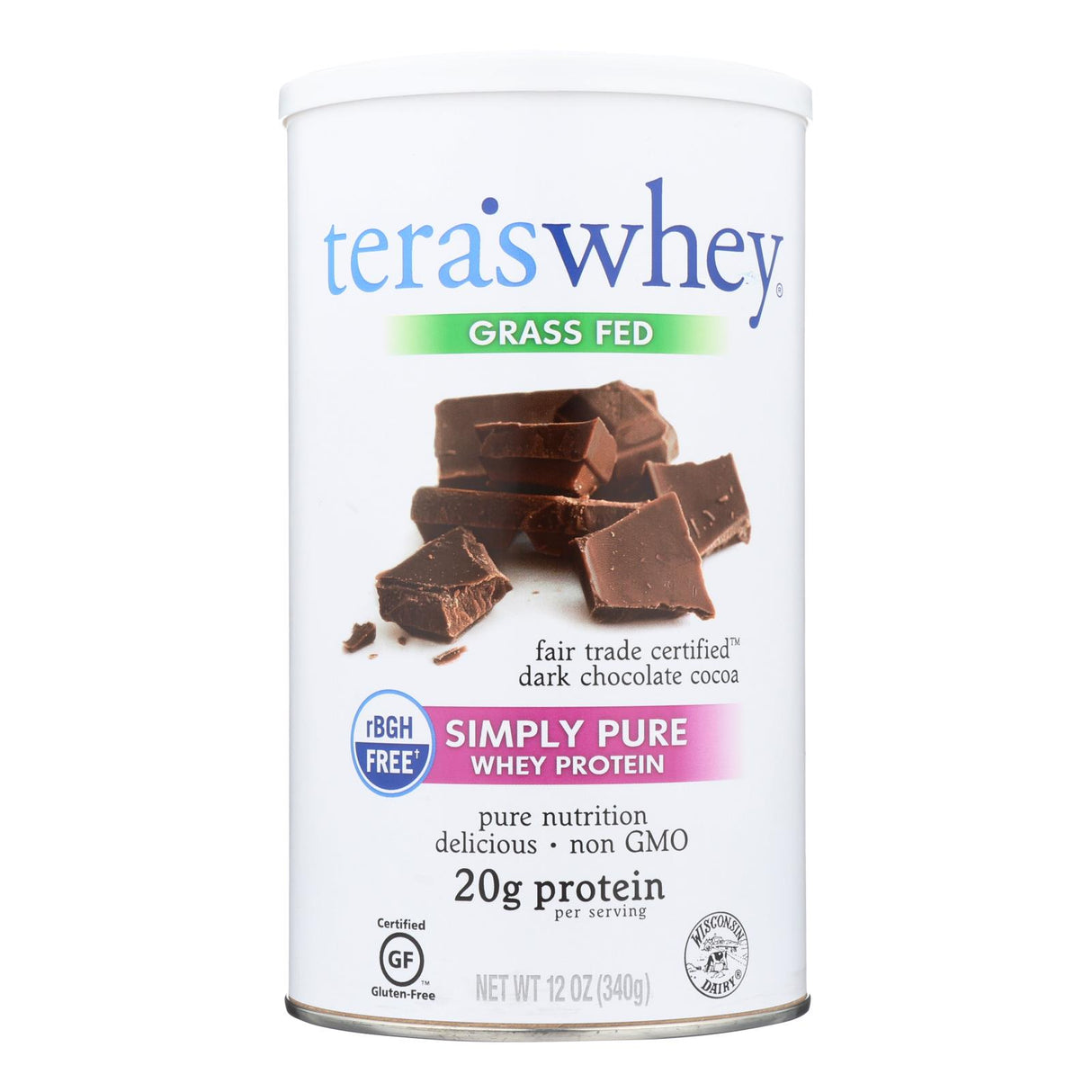 Tera's Whey Protein - RbGH-Free, Fair Trade Dark Chocolate (12 Oz) - Cozy Farm