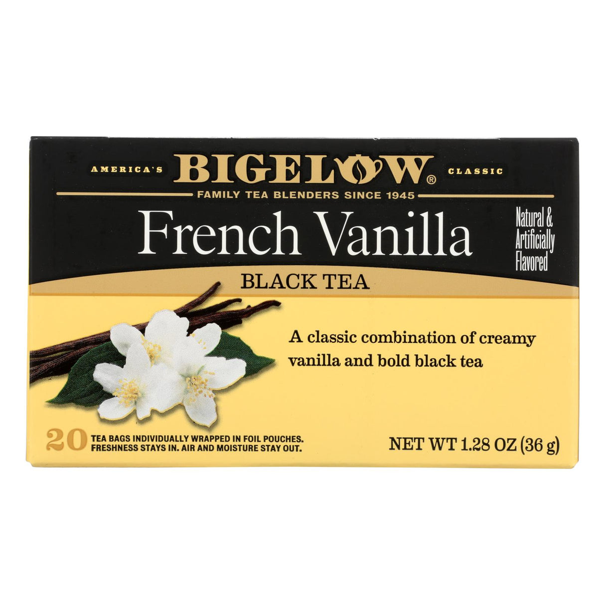 Bigelow French Vanilla Black Tea, Smooth and Flavorful, Pack of 6, 20 Tea Bags Each - Cozy Farm