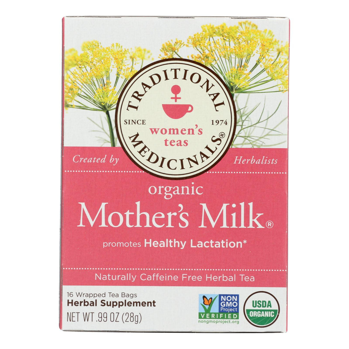 Traditional Medicinals Mother's Milk Organic Herbal Tea, Promotes Healthy Lactation - 16 Tea Bags (Pack of 6) - Cozy Farm