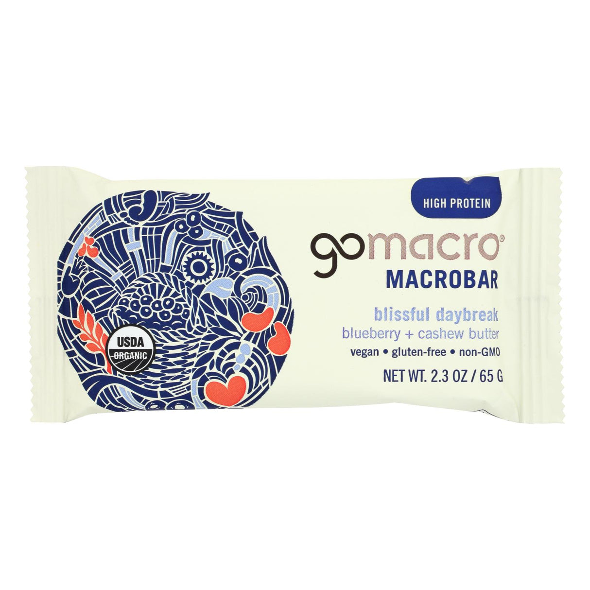 Gomacro Organic Blueberry Cashew Butter Bars (Pack of 12) - 2.3 Oz. Each - Cozy Farm