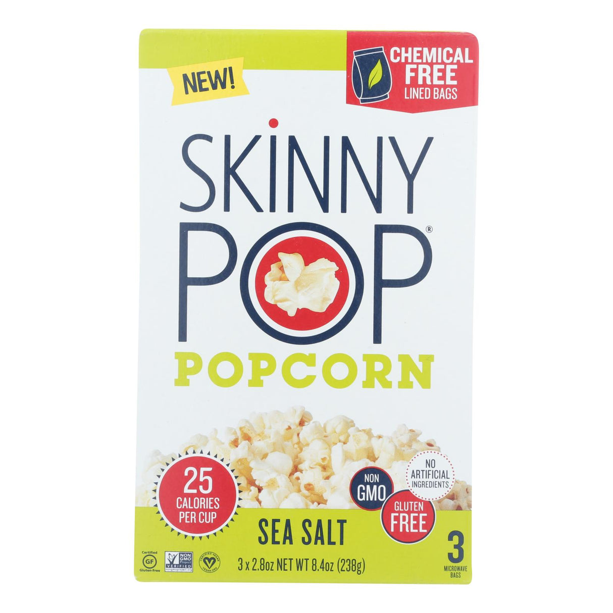 Skinnypop Popcorn - Micro Sea Salt - 3 Bags of 2.8 Oz. - Cozy Farm
