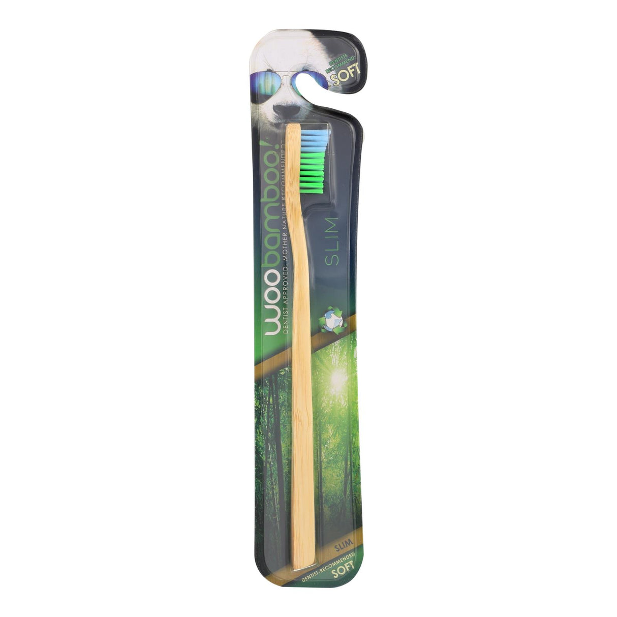 Woobamboo Toothbrushes Slim 1 Ct. Soft Blue & Green (Pack of 6) - Cozy Farm