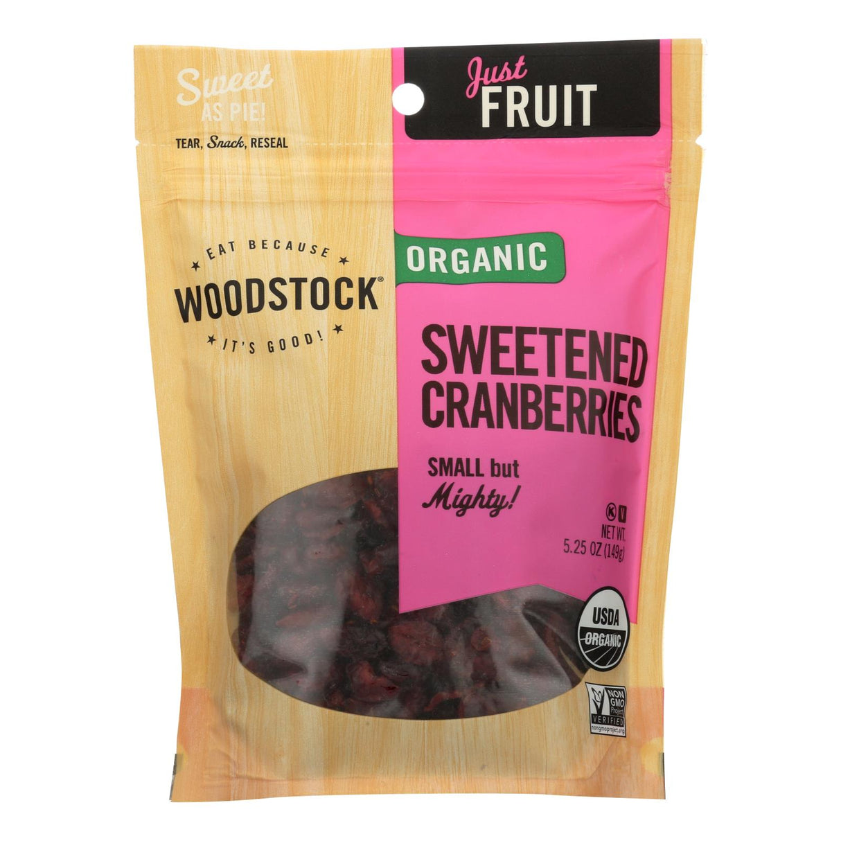 Woodstock Organic Premium Quality Dried Sweet Cranberries (Pack of 8 - 5.25 Oz.) - Cozy Farm