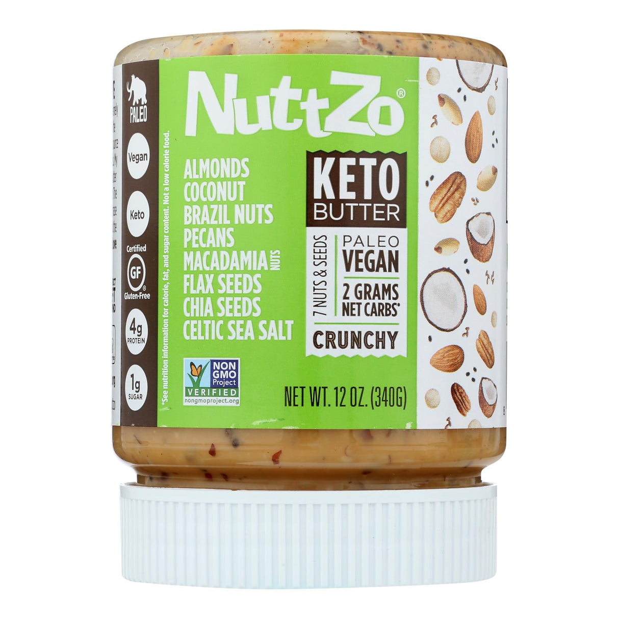 Nuttzo Nut & Seed Butter Keto, Low Carb, Unsweetened, 12 Oz. (Pack of 6) - Cozy Farm