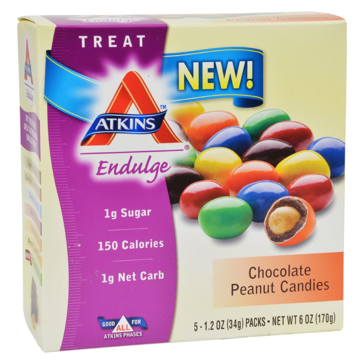 Atkins Endulge Chocolate Peanut Candies (Pack of 5 - 1.2 Oz Each) - Cozy Farm