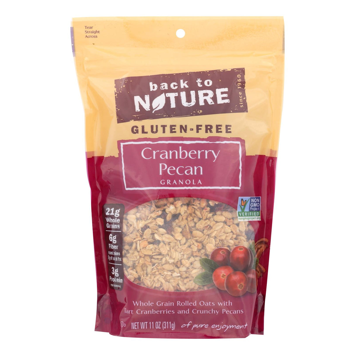 Back to Nature Whole Grain Rolled Oats Cranberry Pecan Granola (Pack of 6) - 11 oz - Cozy Farm