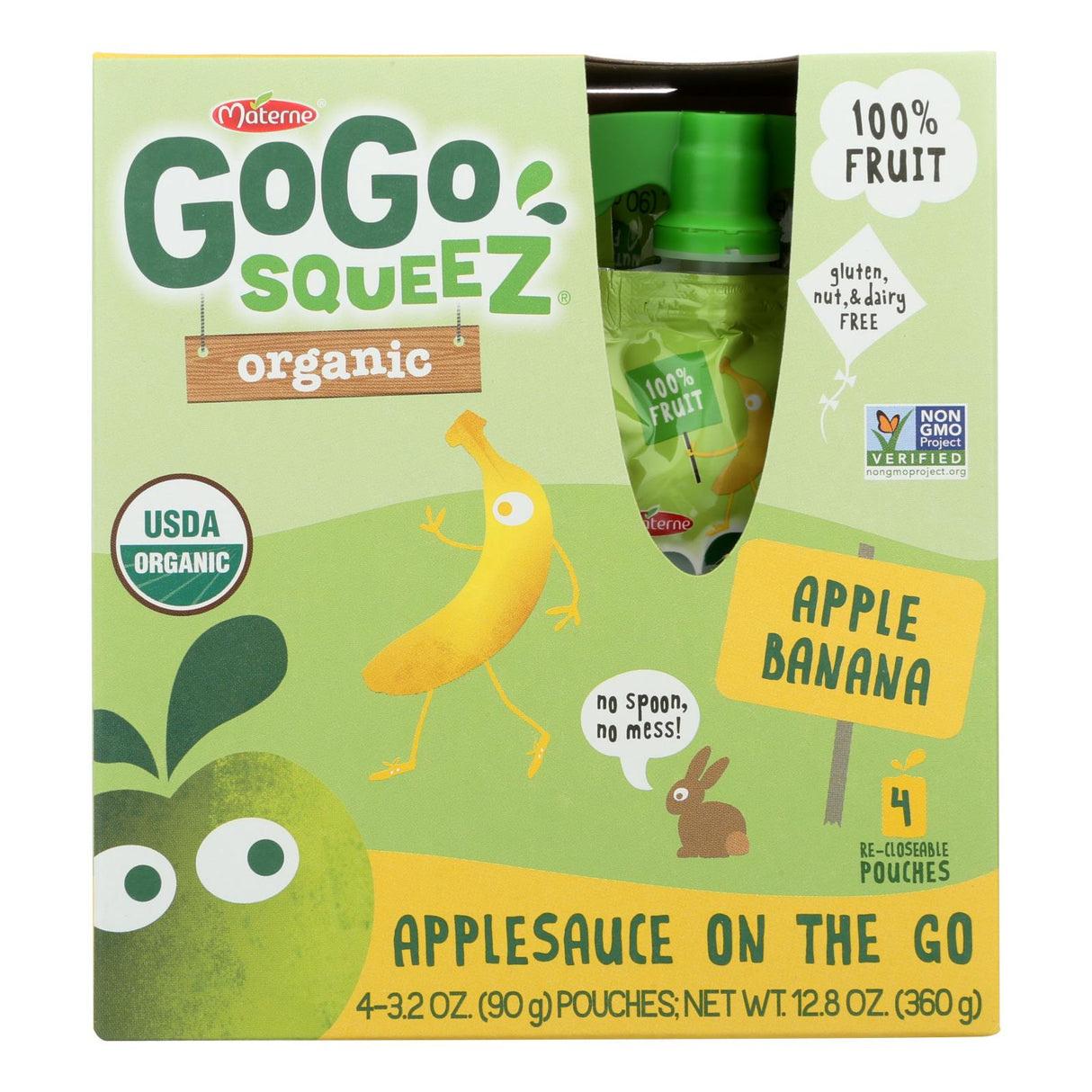 Gogo Squeez Apple Applesauce, Banana, 3.2 oz. (Pack of 12) - Cozy Farm