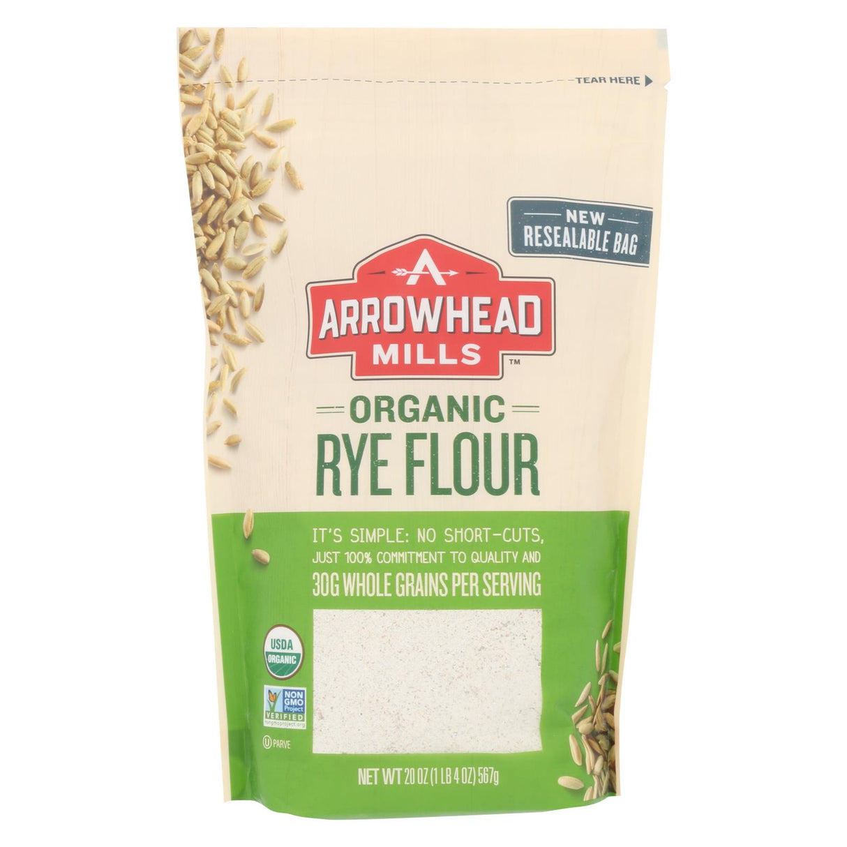 Arrowhead Mills Organic Rye Flour, Non-GMO, Stone Ground, 20 Oz. (Pack of 6) - Cozy Farm
