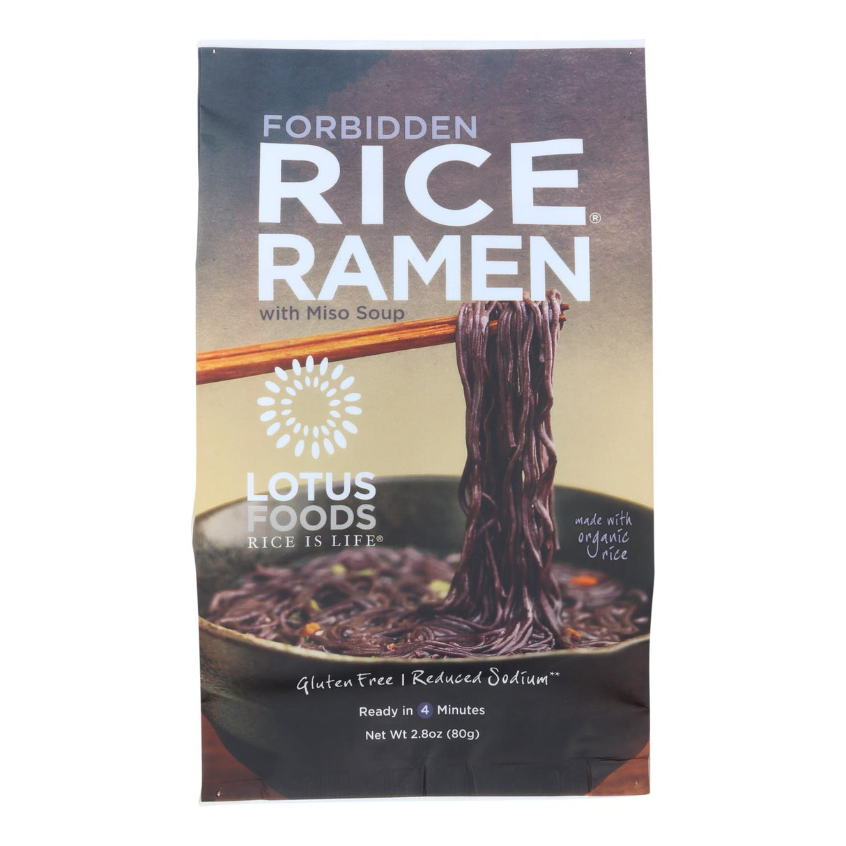 Lotus Foods Organic Forbidden Rice Ramen with Miso Soup - 10 Packets of 2.8 Oz - Cozy Farm