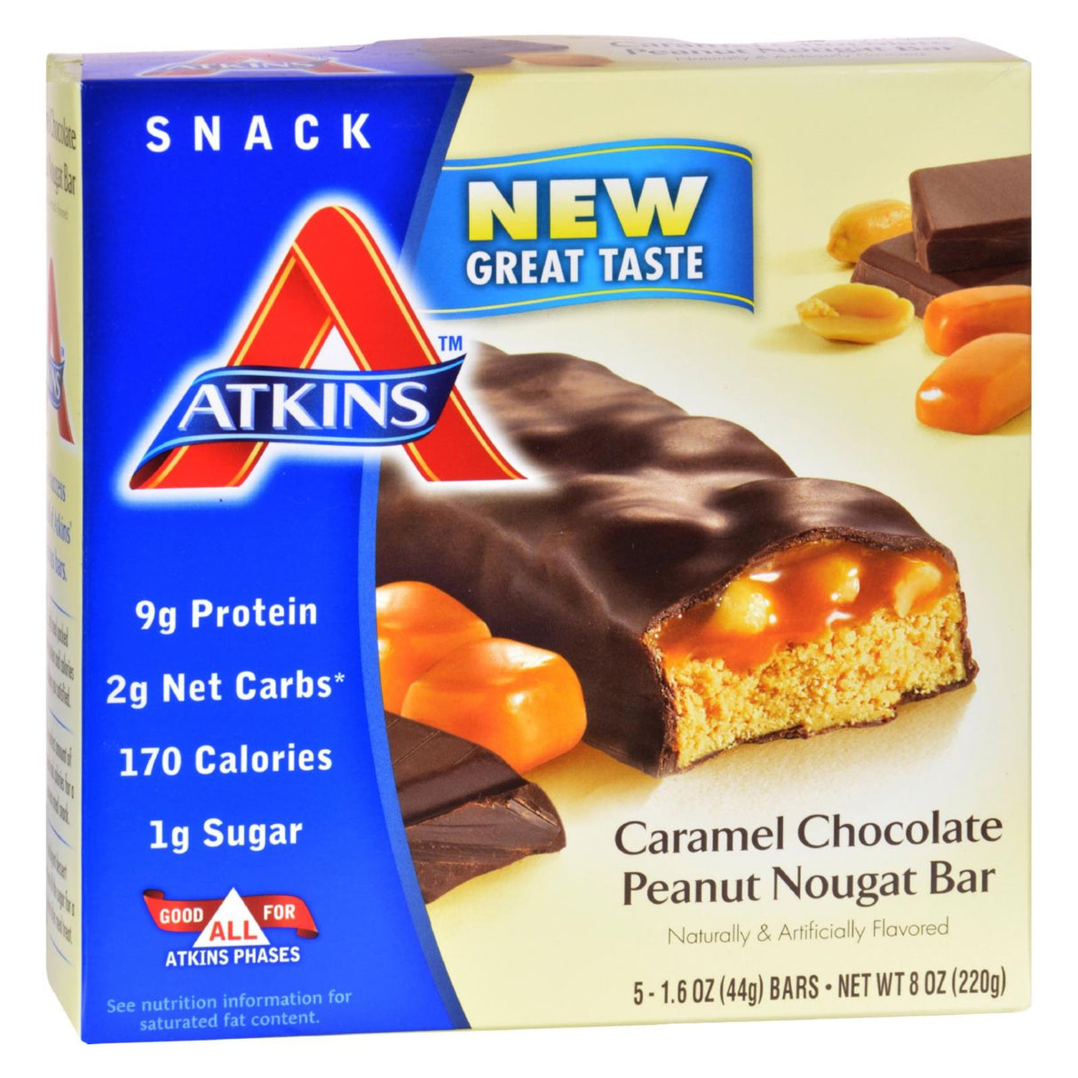 Atkins Advantage Bar Caramel Chocolate Peanut Nougat, Pack of 5 - Cozy Farm