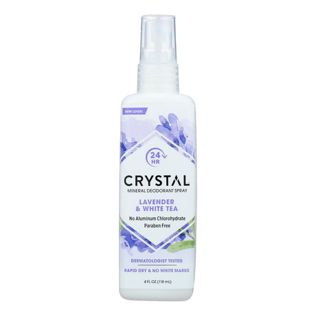 Crystal Essence Mineral Deodorant Body Spray Lavender & White Tea - 4 Fl Oz - Cozy Farm 