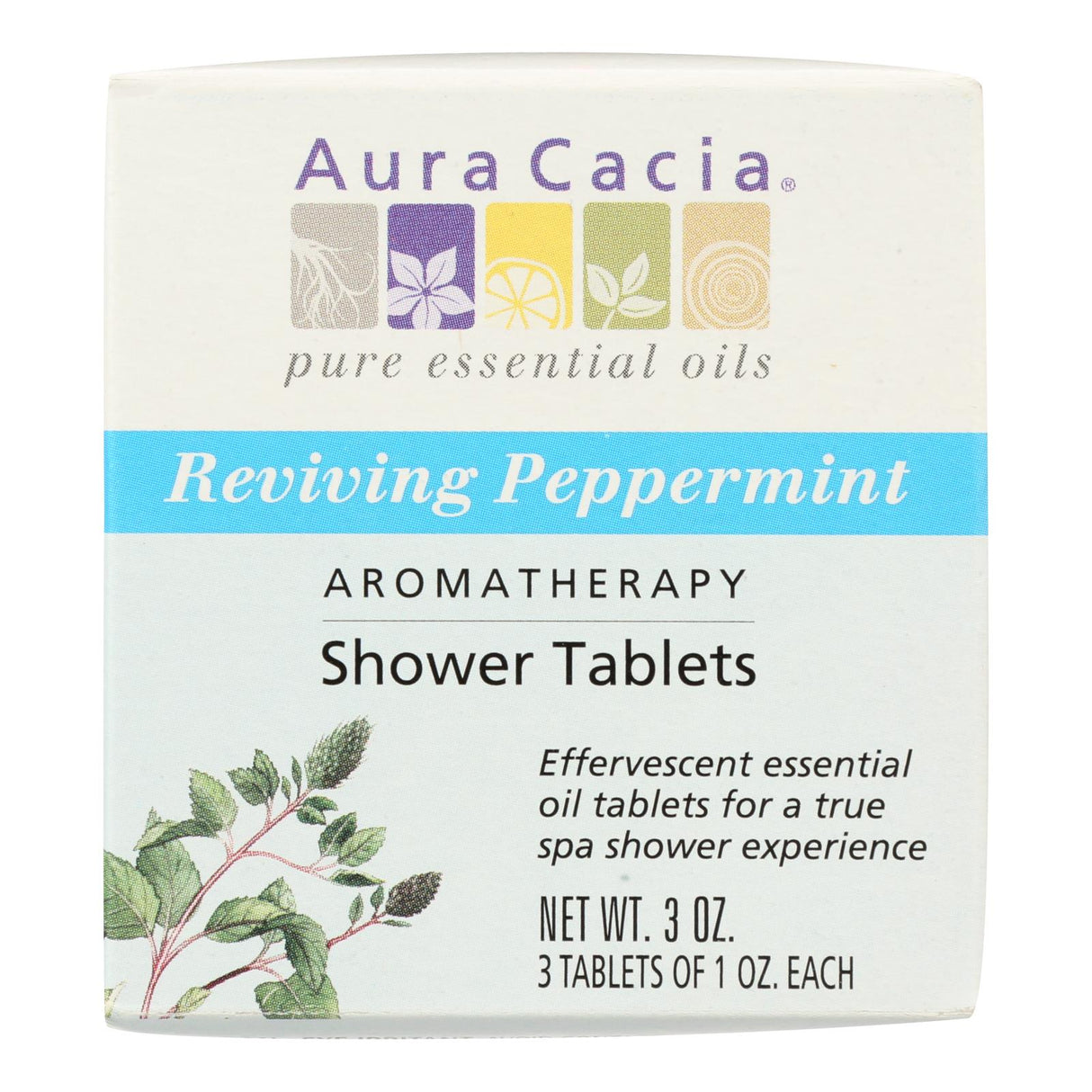 Aura Cacia Peppermint Reviving Shower Aromatherapy Tablets (Pack of 3) - Cozy Farm