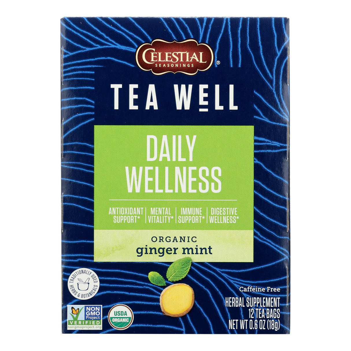 Teawell Ginger Mint Tea, 12 Count (Pack of 6) - Cozy Farm