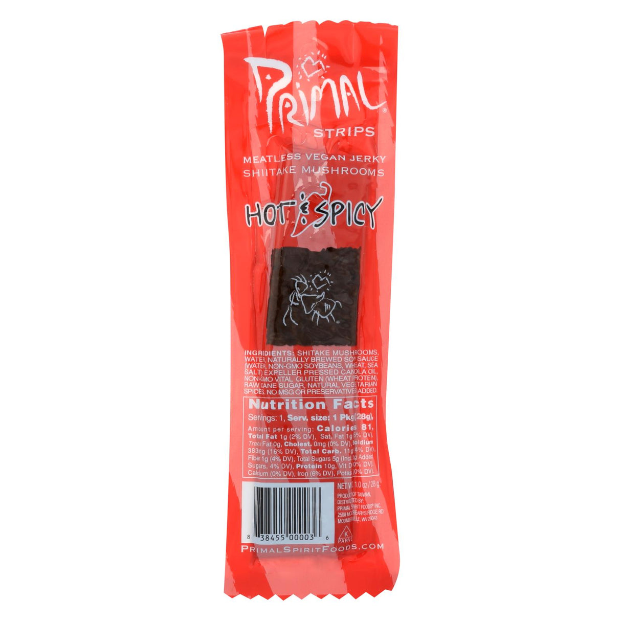 Vegan Jerky - Hot & Spicy Shiitake Mushrooms (Pack of 24) - 1 Oz Meatless Primal Strips - Cozy Farm