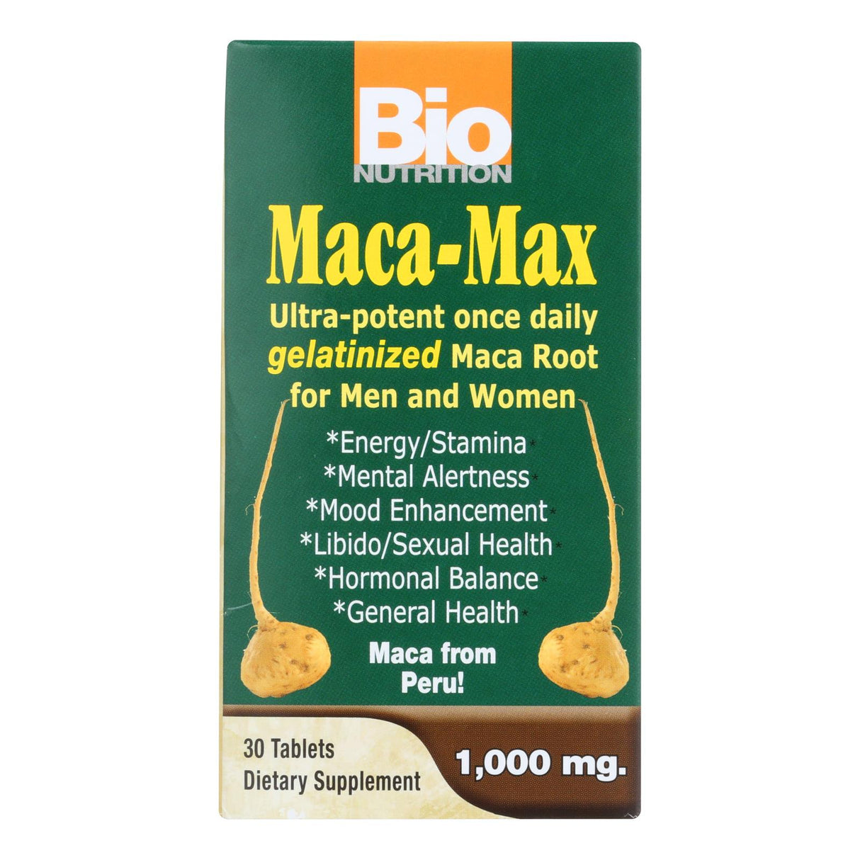 Bio Nutrition Maca-Max (30 Tabs) - Potent Male Energy Booster, 1000mg - Cozy Farm