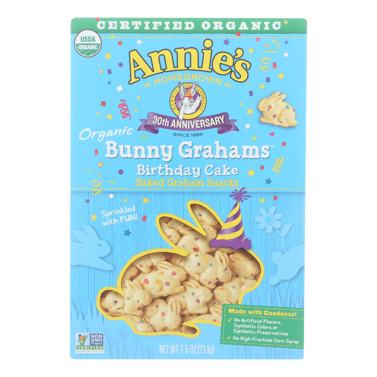 Annie's Organic Bunny Grahams: Sweet Birthday Cake Flavor (Pack of 12 - 7.5 Oz.) - Cozy Farm