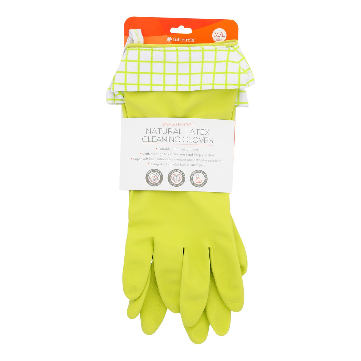 Full Circle Home Splash Patrol Natural Latex Cleaning Gloves (Pack of 6) - Cozy Farm